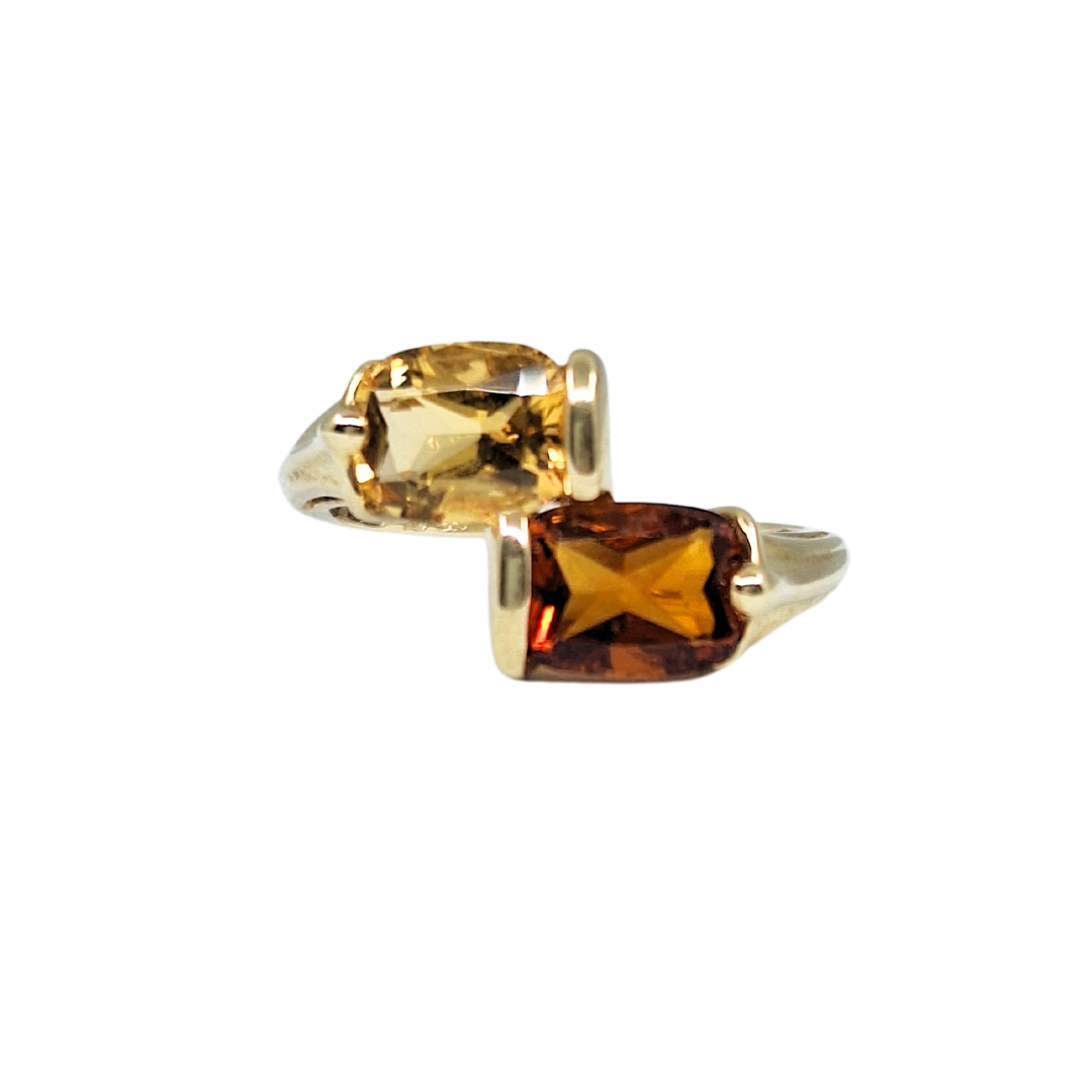 9ct Yellow Gold Two Stone Citrine Ring