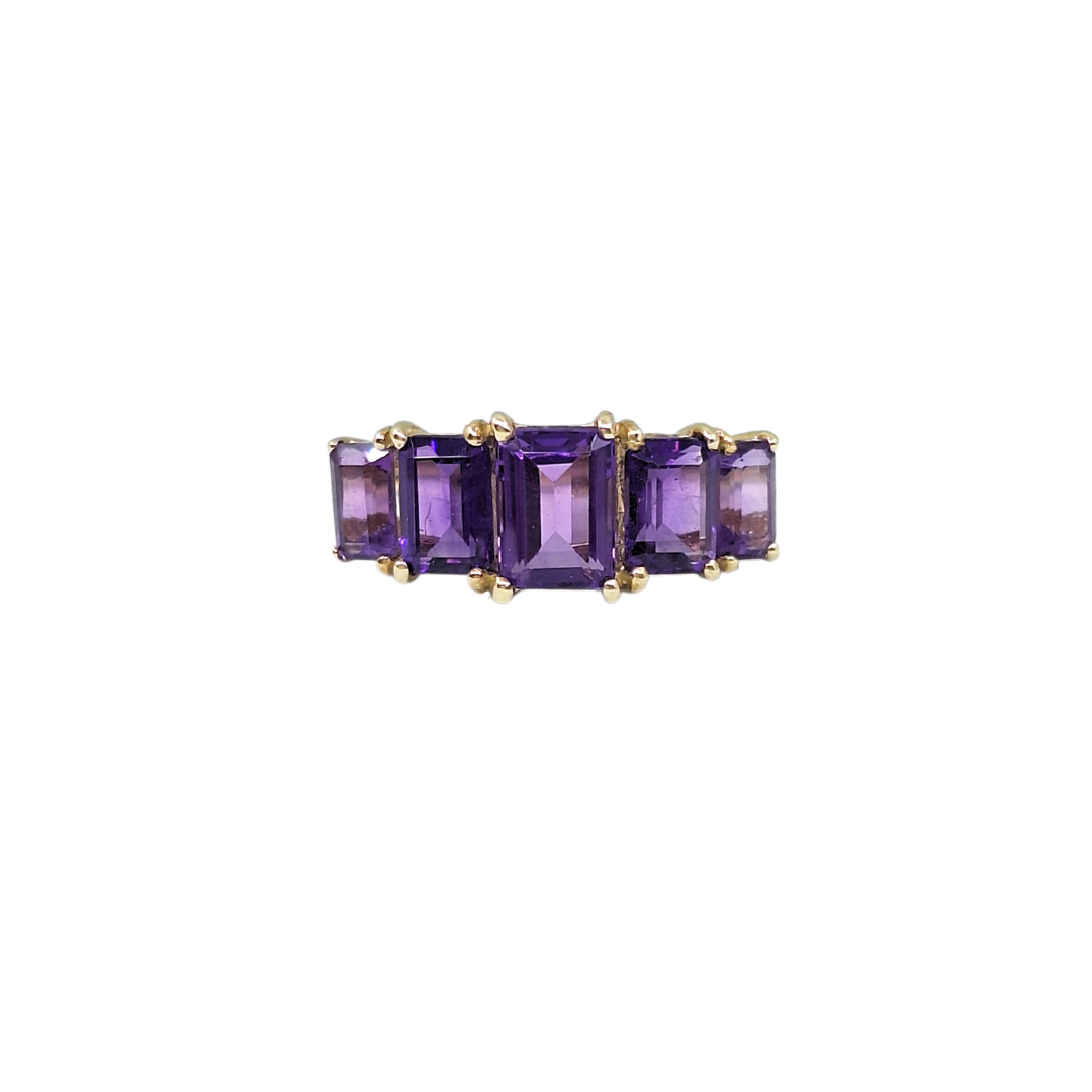 9ct Gold & Amethyst Five Stone RIng