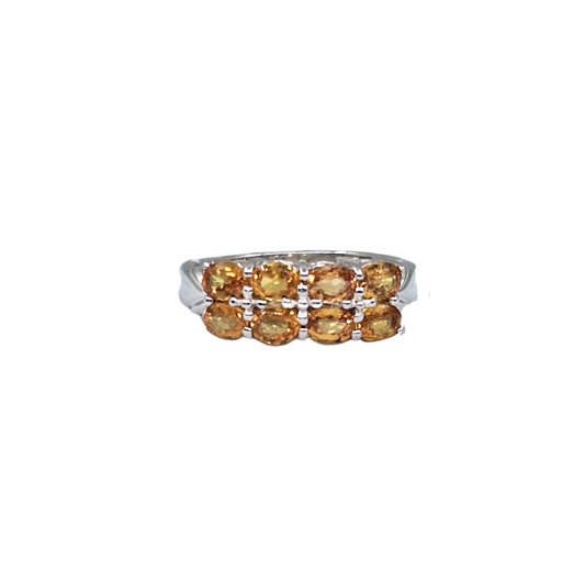 9ct White Gold & Orange Gemstone Ring