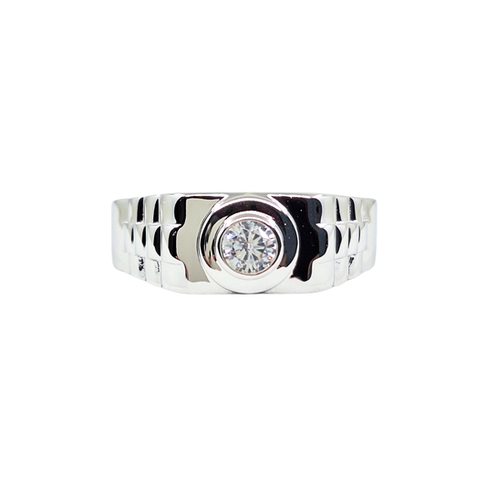 Silver Cubic Zirconia Signet Ring