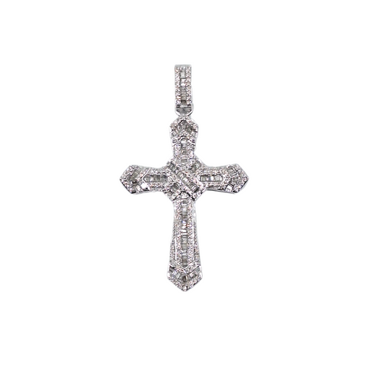 9ct White Gold Diamond Cross