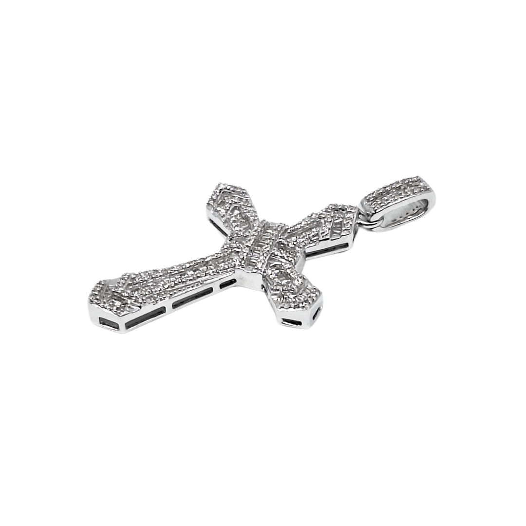 9ct White Gold Diamond Cross