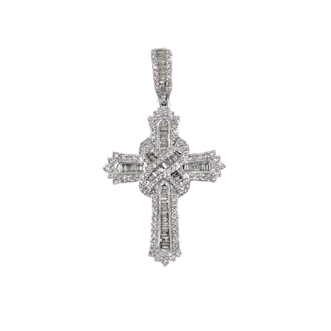 9ct White Gold Diamond Cross