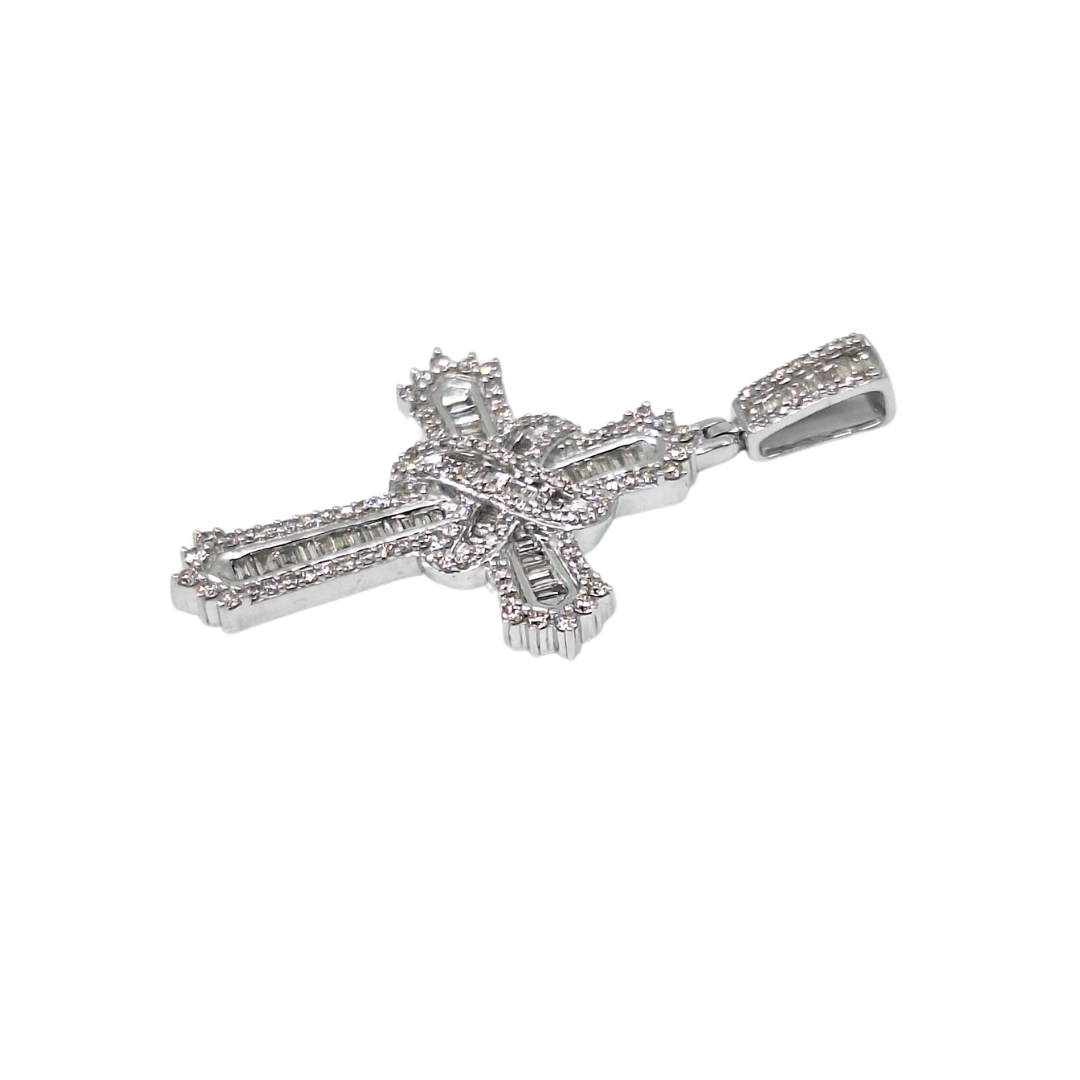 9ct White Gold Diamond Cross