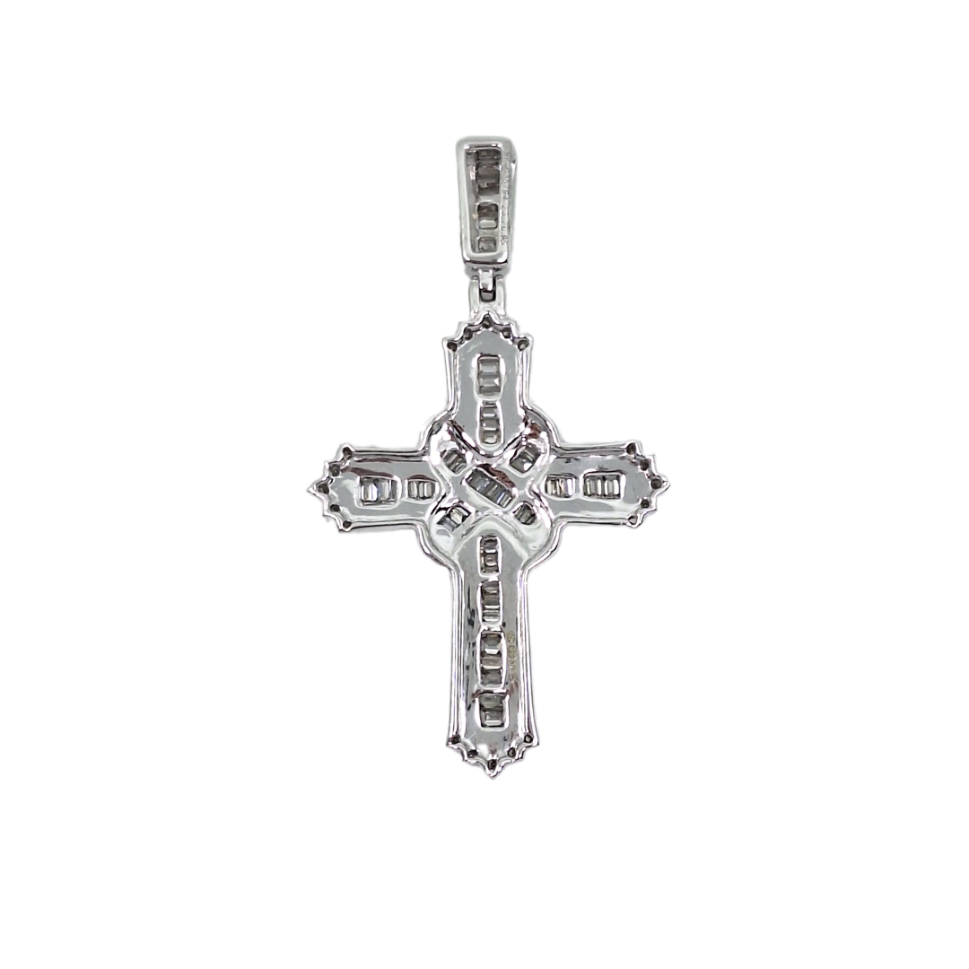 9ct White Gold Diamond Cross