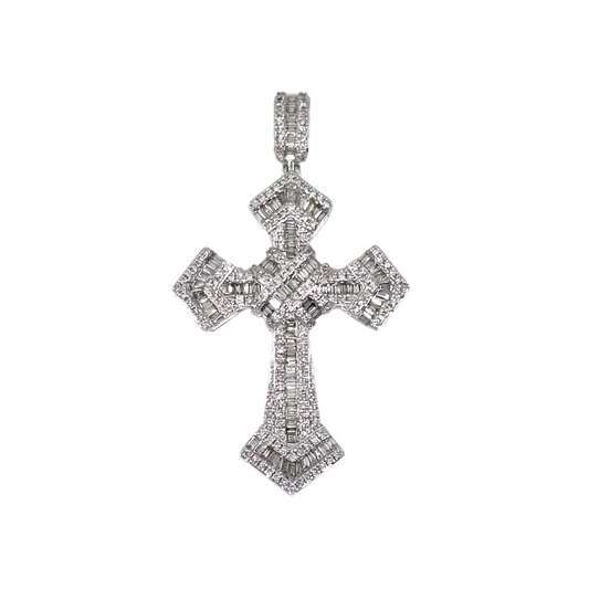 9ct White Gold Diamond Cross