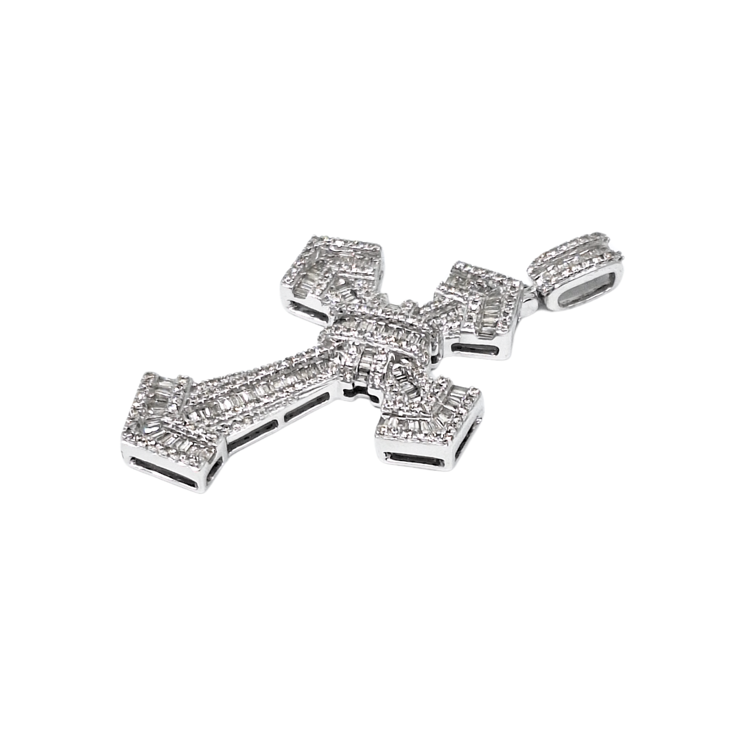 9ct White Gold Diamond Cross