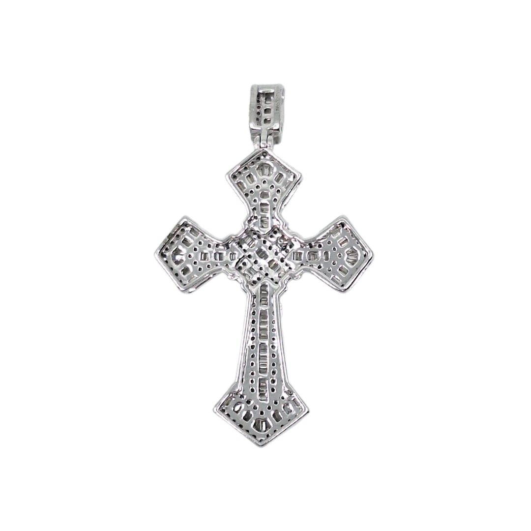 9ct White Gold Diamond Cross