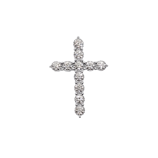 9ct White Gold Diamond Cross