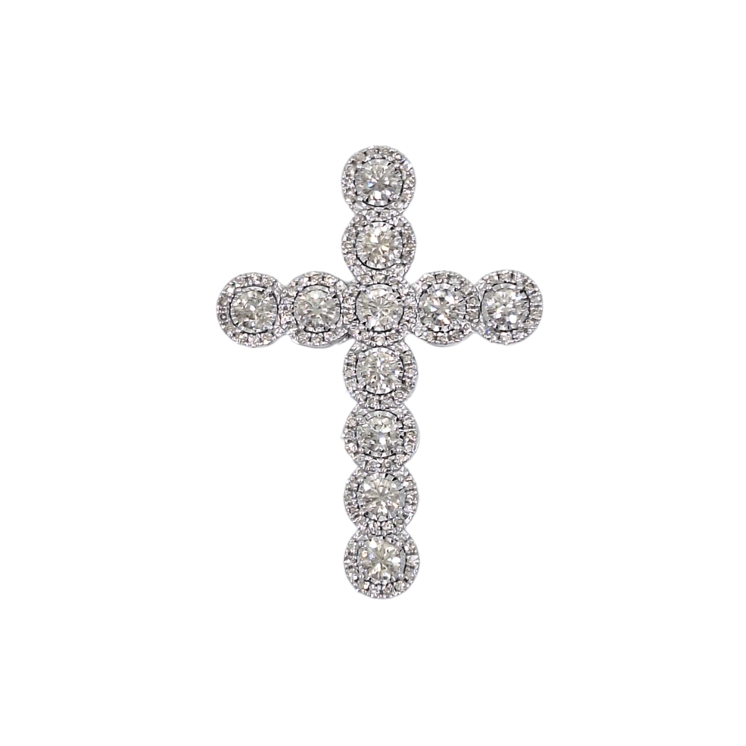 9ct White Gold Diamond Cross