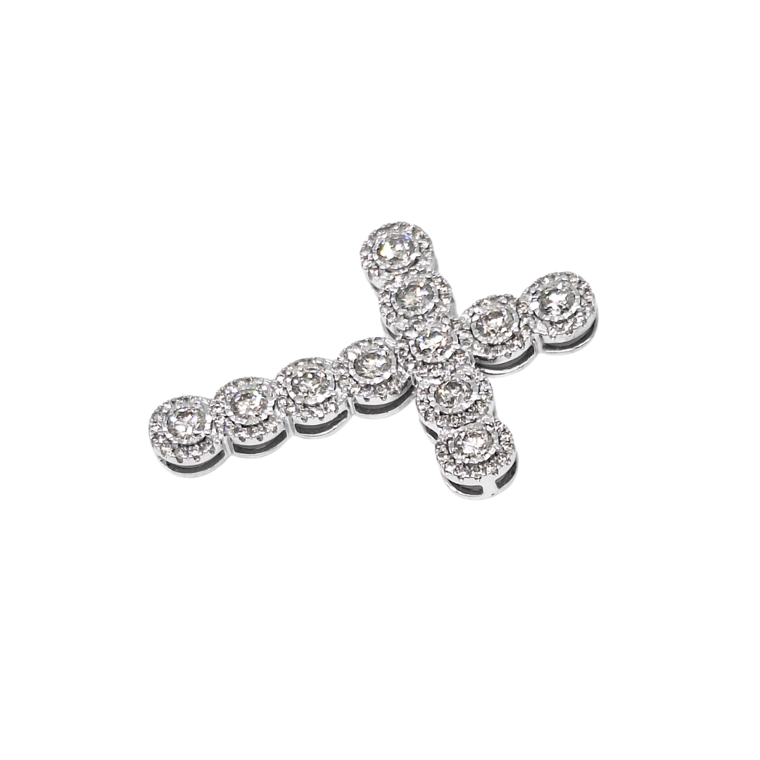 9ct White Gold Diamond Cross