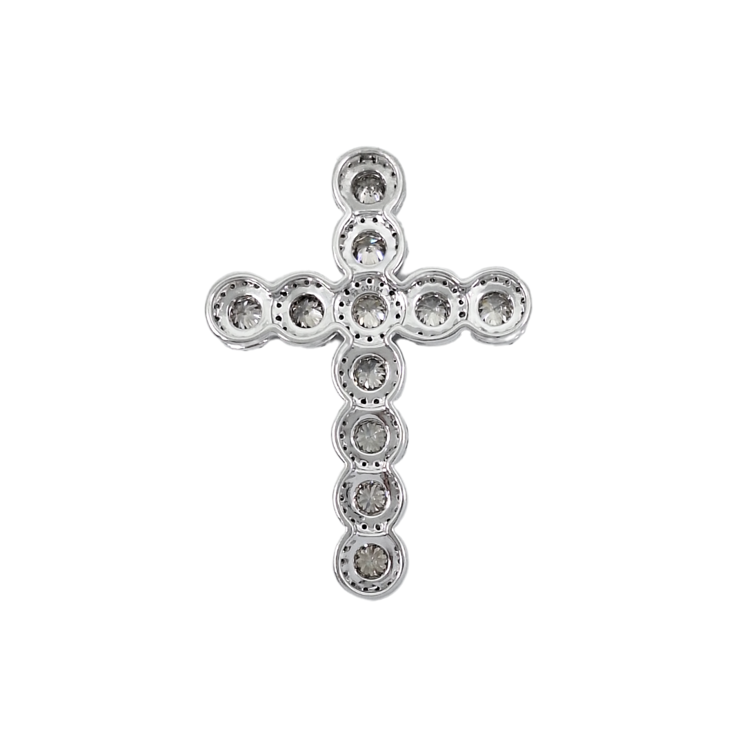 9ct White Gold Diamond Cross