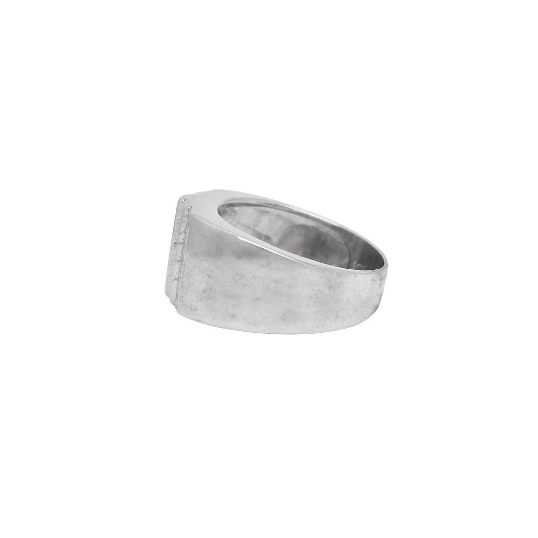 9ct White Gold Signet Style Diamond Ring