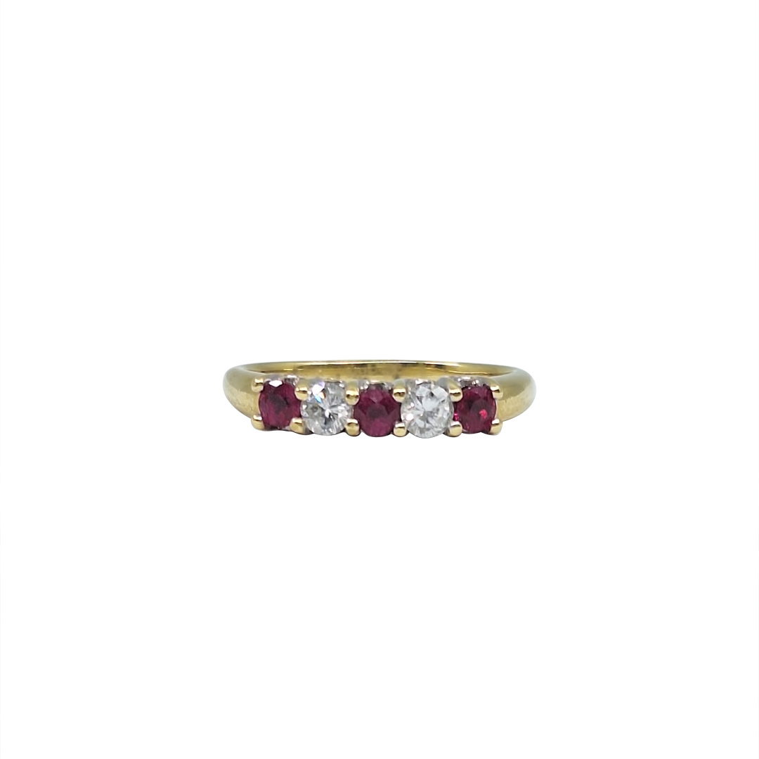 18ct Yellow Gold Ruby & Diamond Eternity Ring