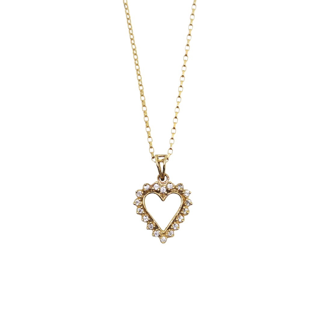 9ct Yellow Gold Cubic Zirconia Heart Pendant