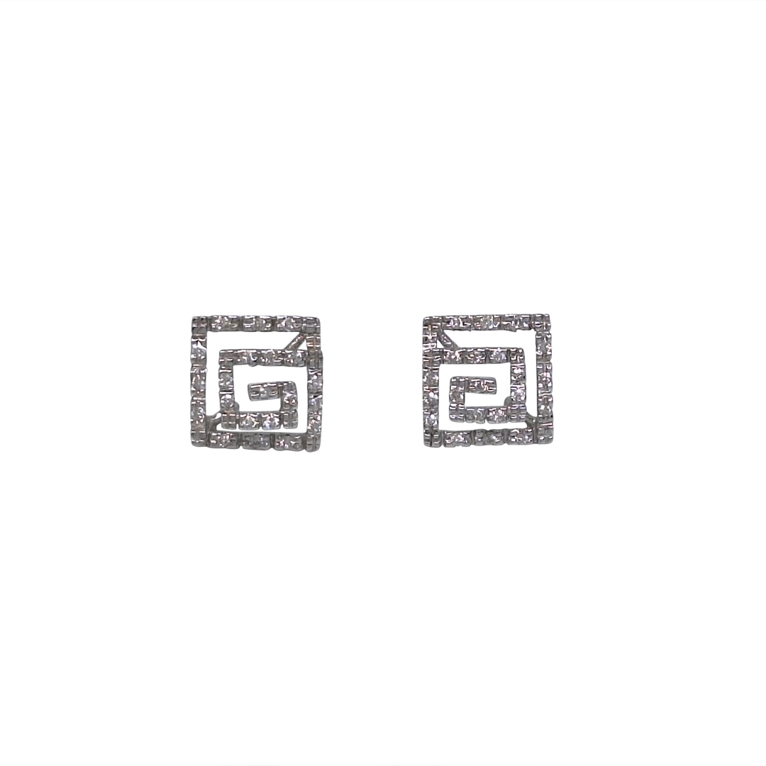 9ct White Gold Diamond Earrings