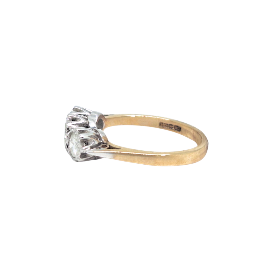 9ct Yellow Gold Three Stone Illusion Set Diamond Ring