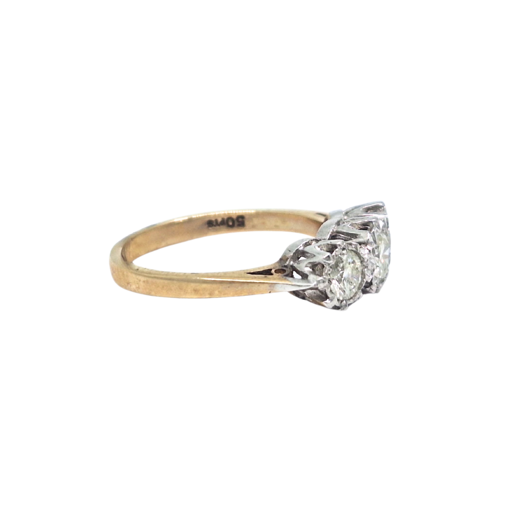 9ct Yellow Gold Three Stone Illusion Set Diamond Ring