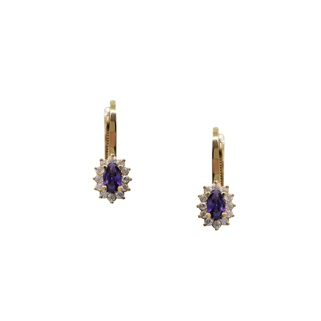 14ct Yellow Gold Amethyst & Cubic Zirconia Jewellery Set