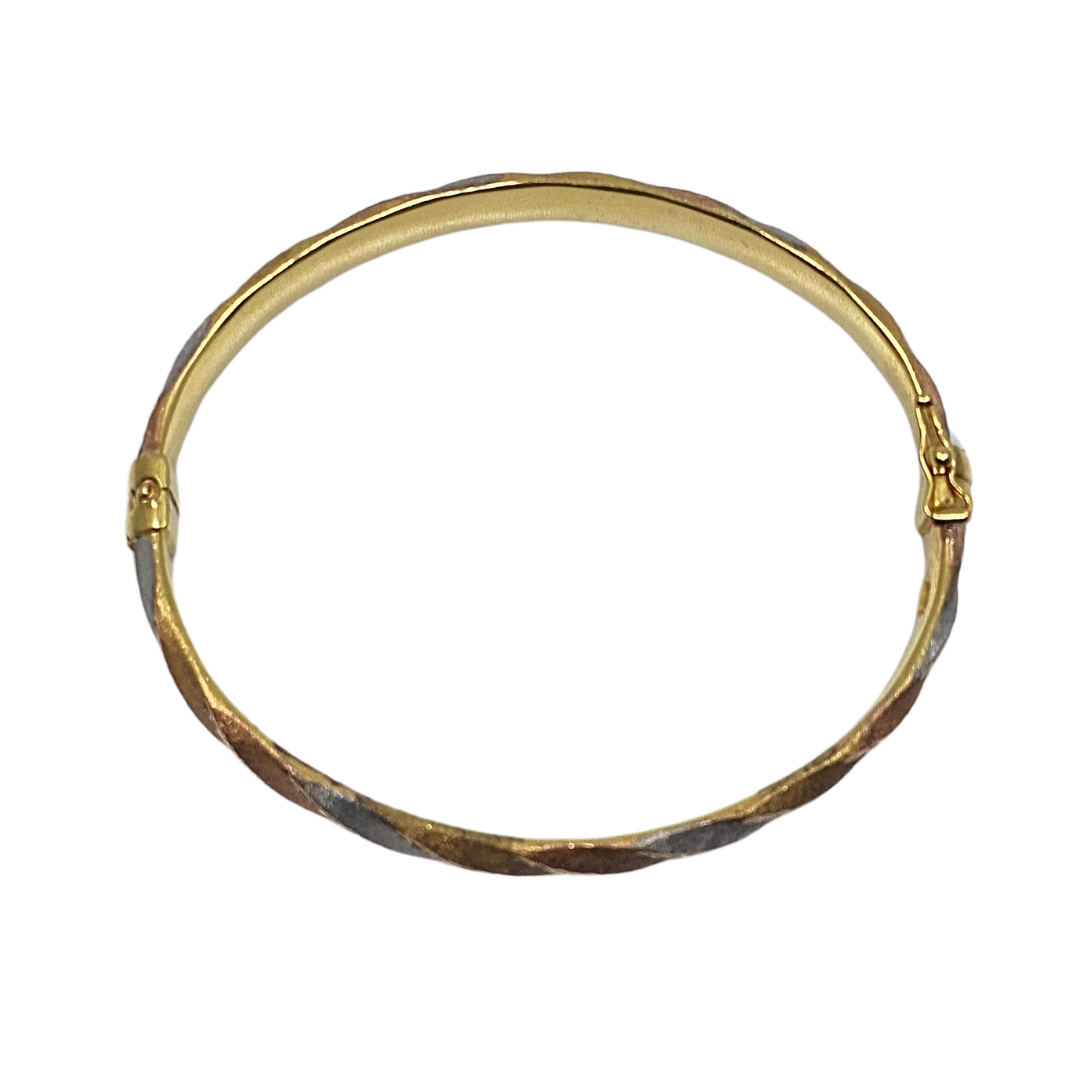 9ct Three Colour Gold Hinged Bangle