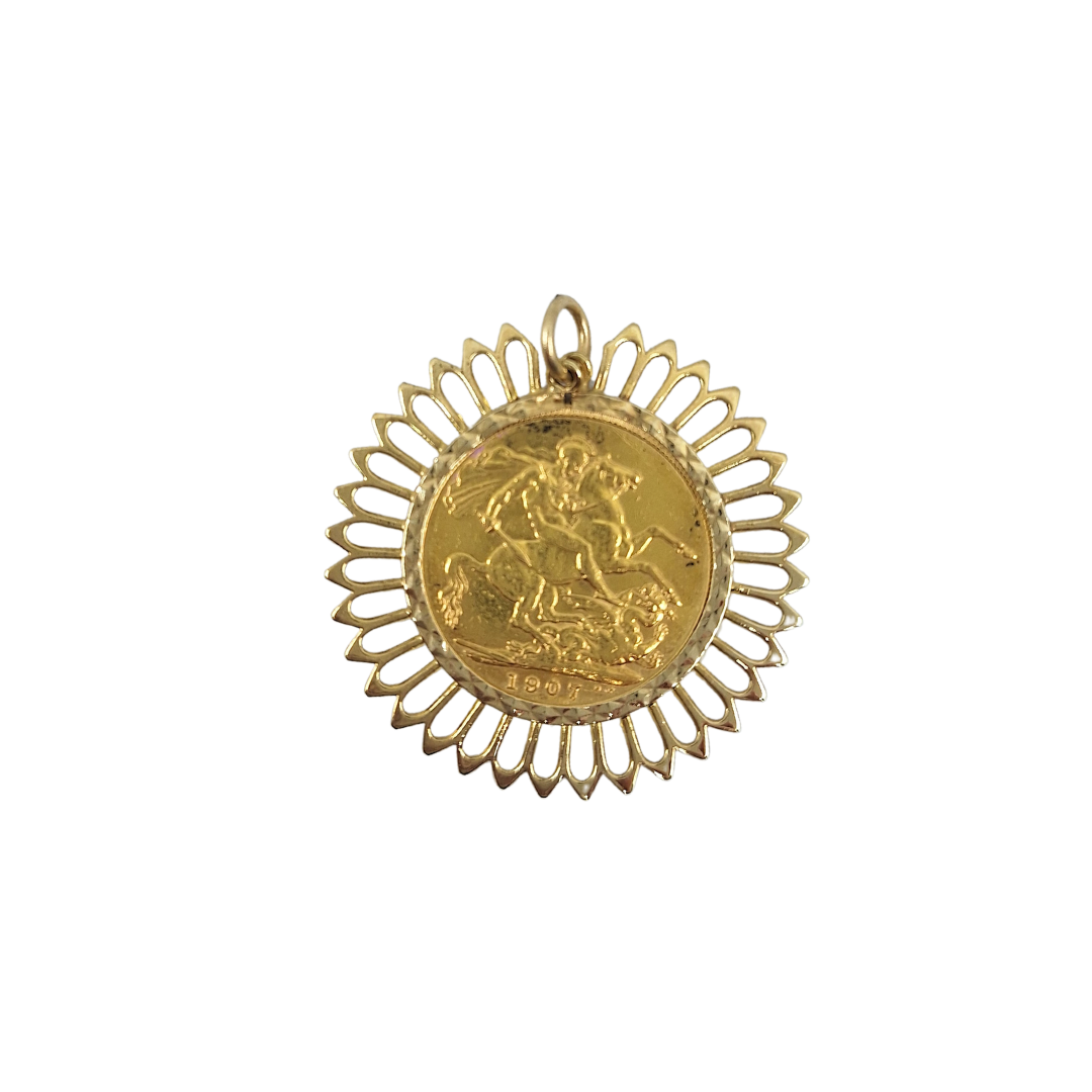 Full Sovereign & 9ct Gold Pendant