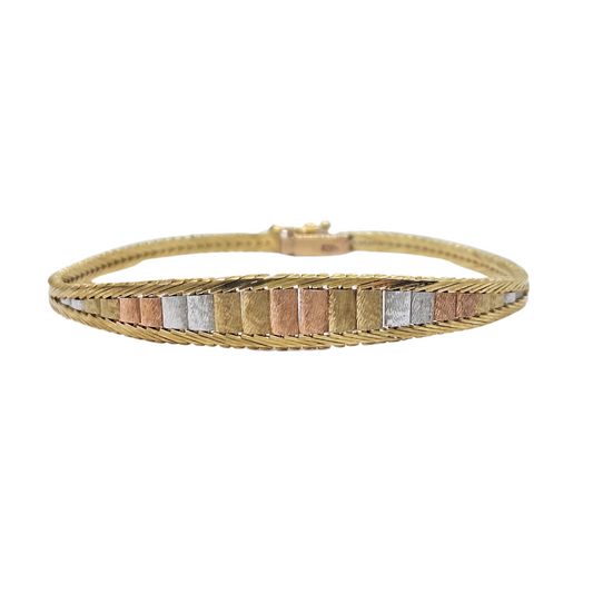 9ct Three Colour Herringbone Bracelet