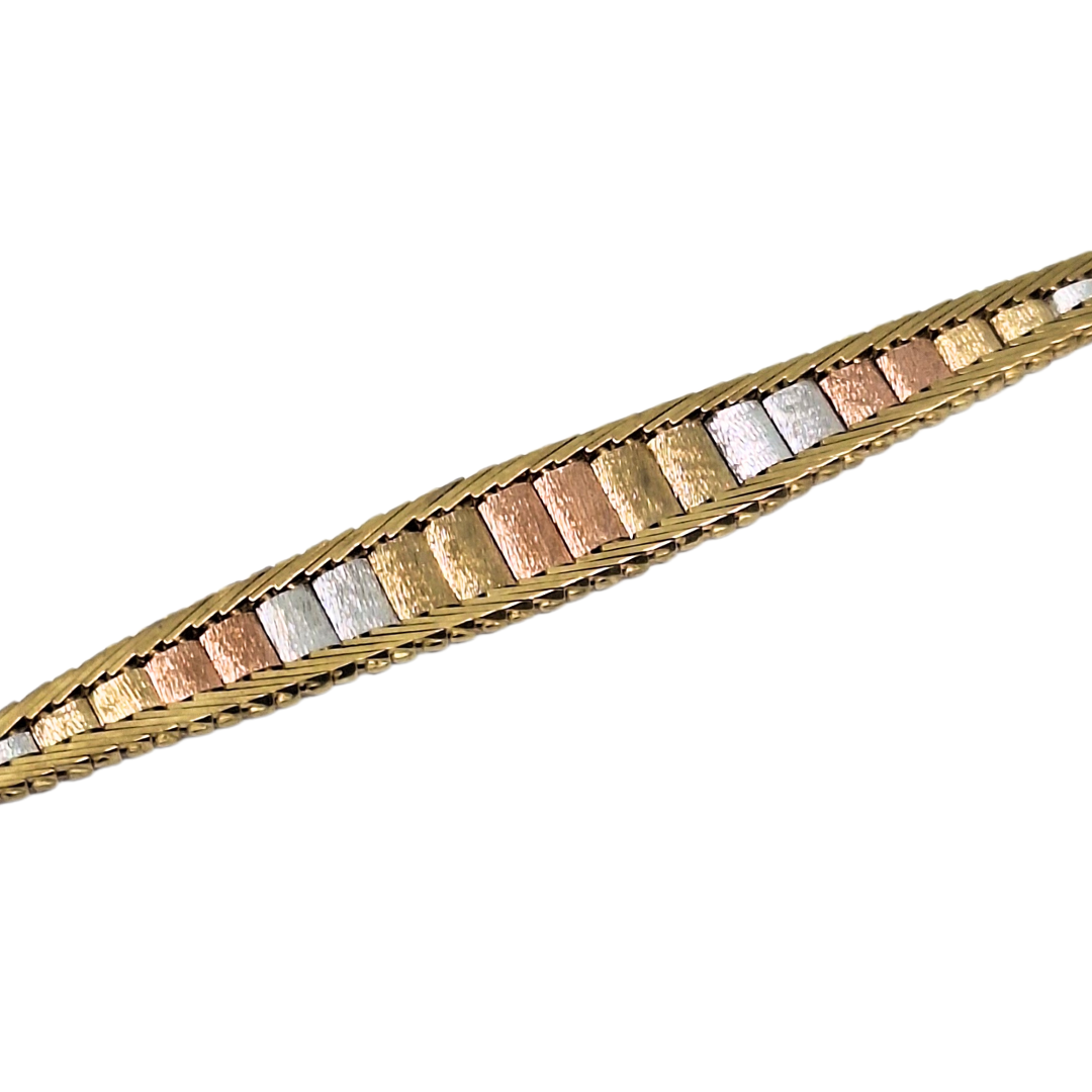 9ct Three Colour Herringbone Bracelet