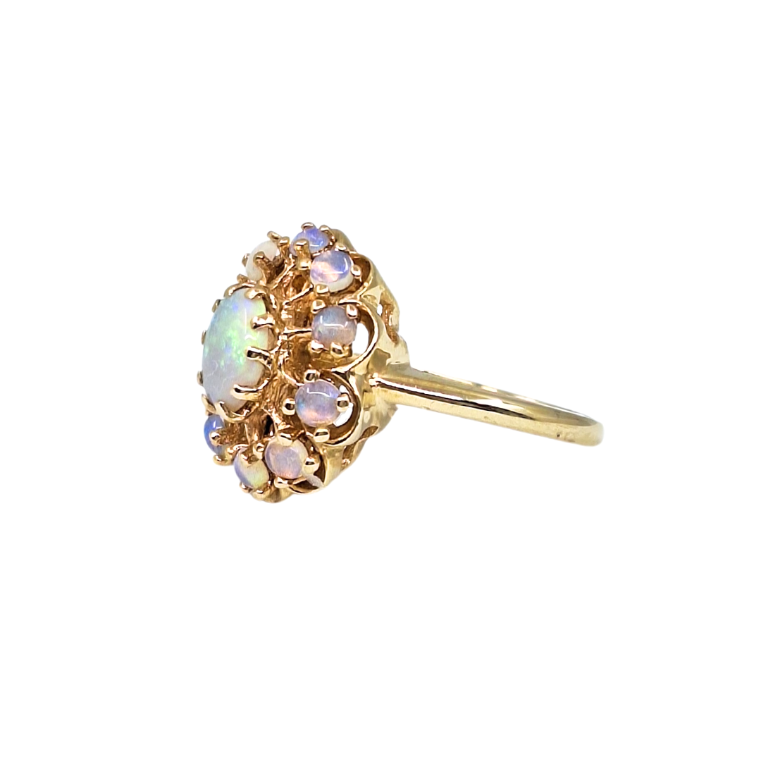 14ct Yellow Gold & Opal Cluster Ring