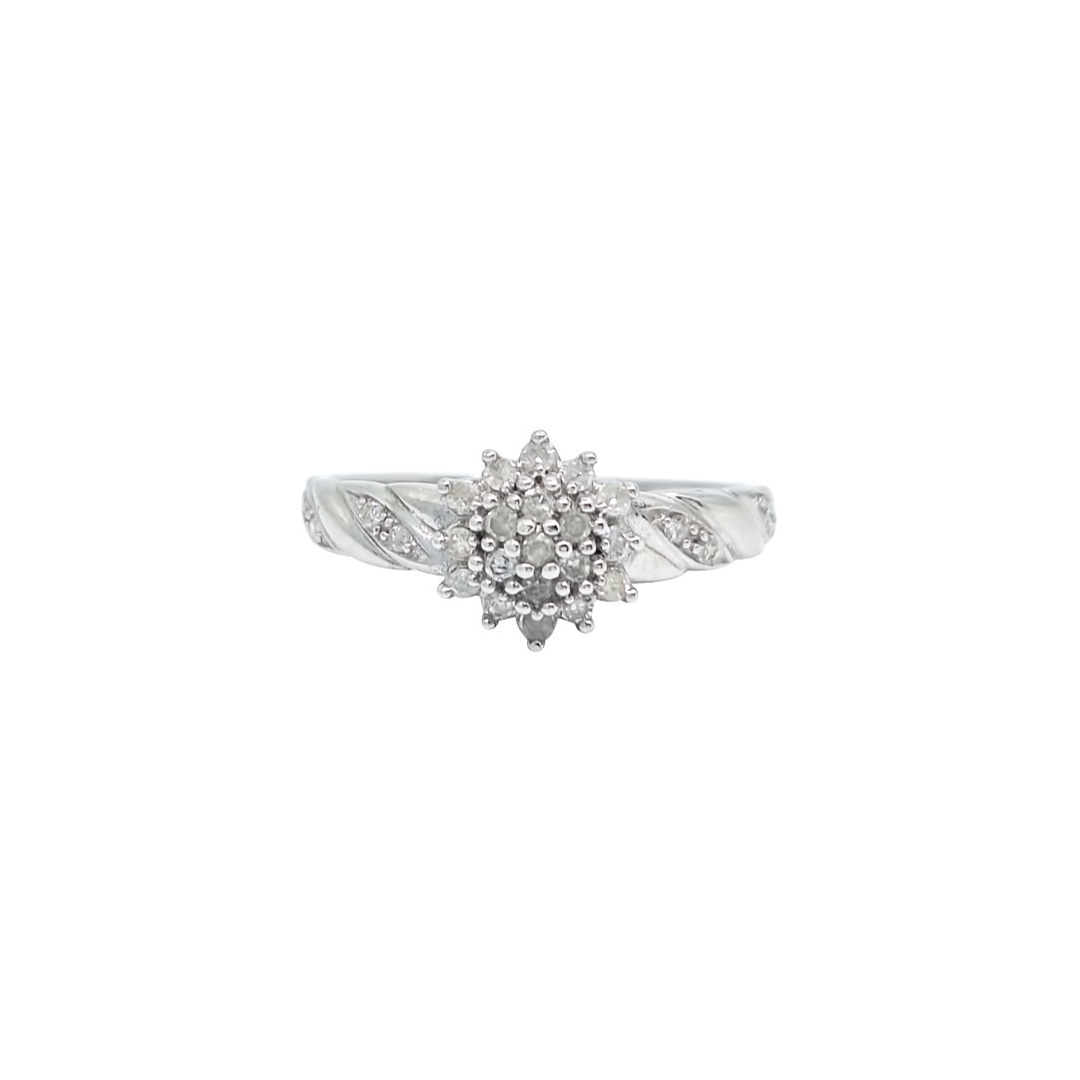 9ct White Gold Diamond Cluster Ring