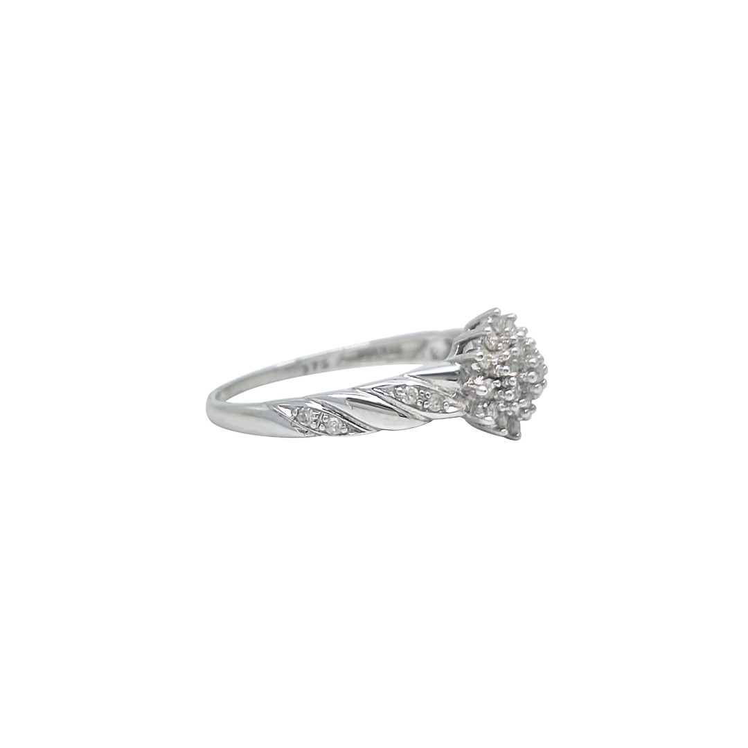 9ct White Gold Diamond Cluster Ring