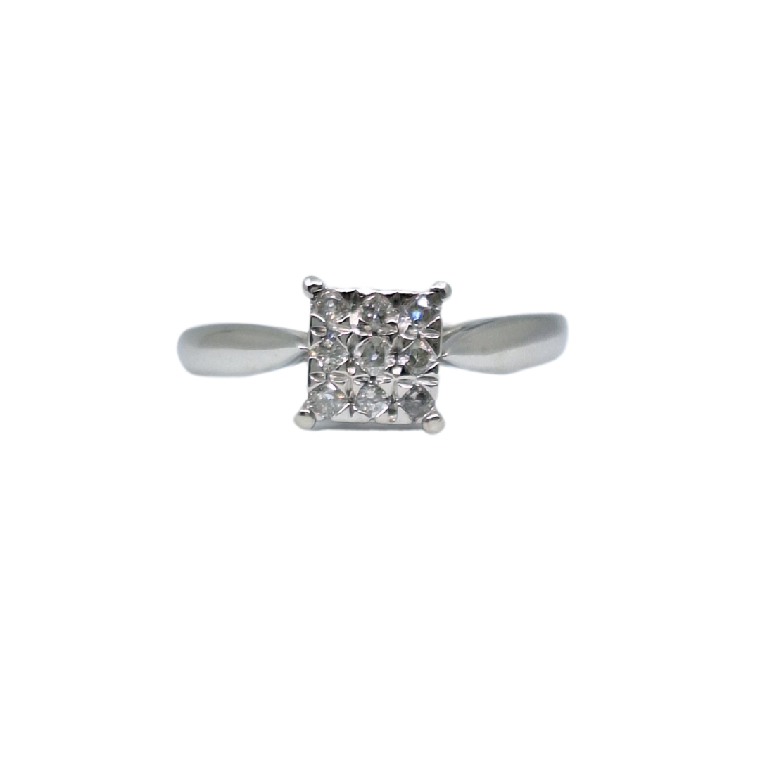 9ct White Gold Diamond Ring