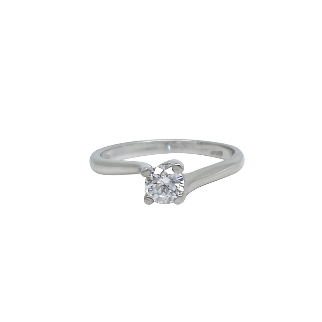 18ct White Gold Diamond Twist Solitaire Ring