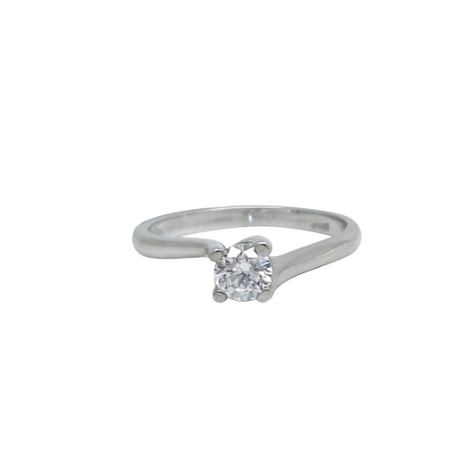 18ct White Gold Diamond Twist Solitaire Ring