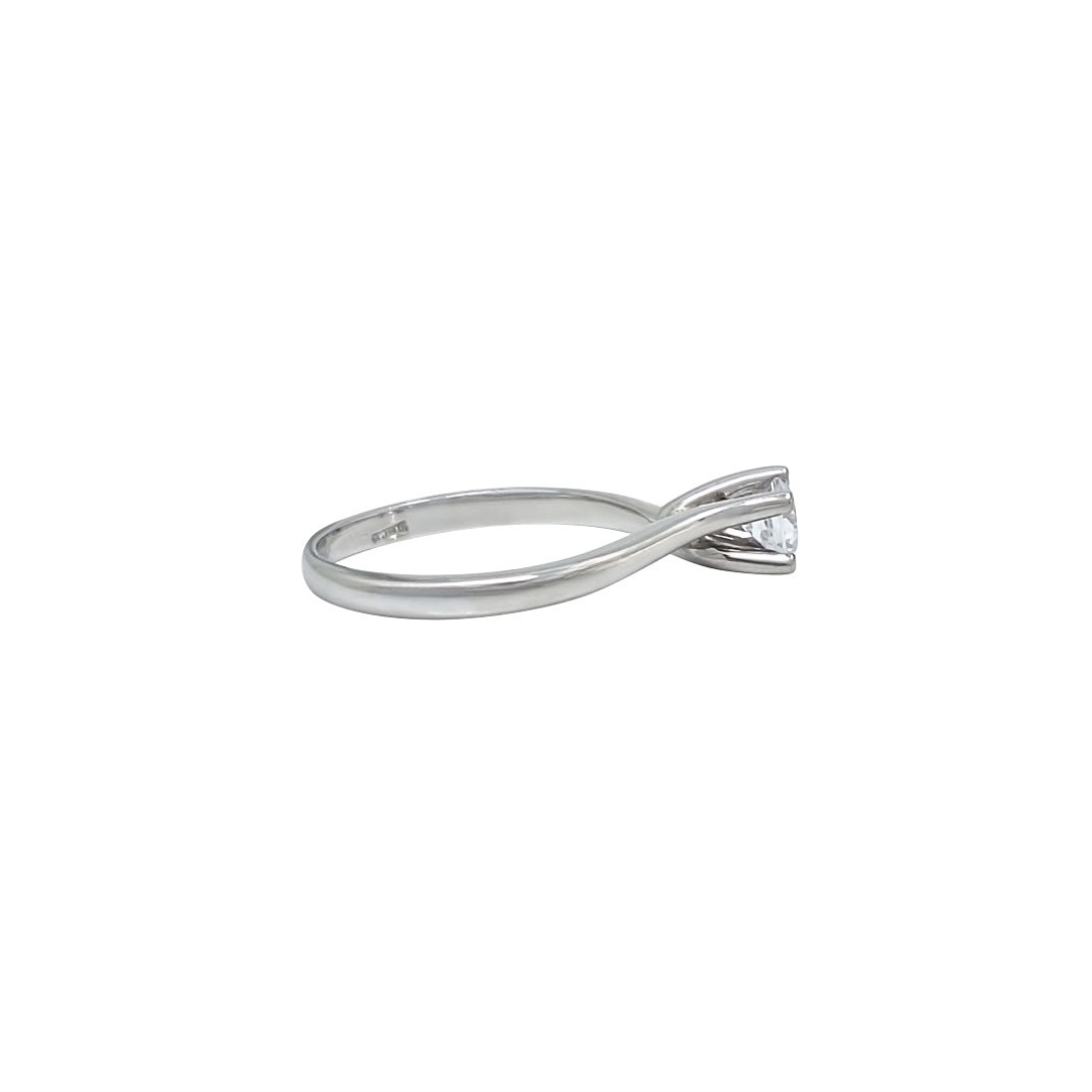 18ct White Gold Diamond Twist Solitaire Ring