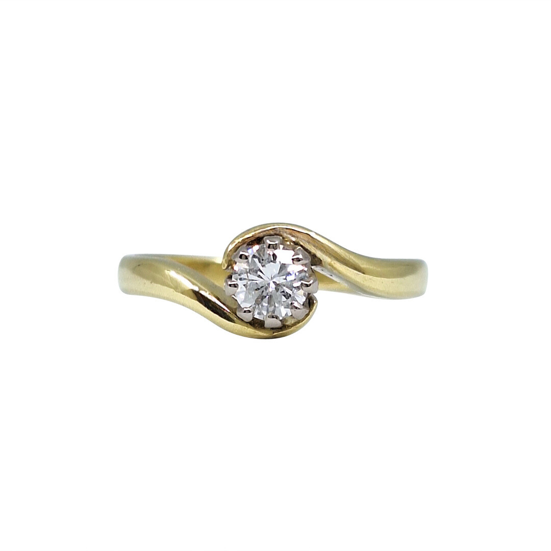 18ct Yellow Gold Diamond Twist Solitaire Ring