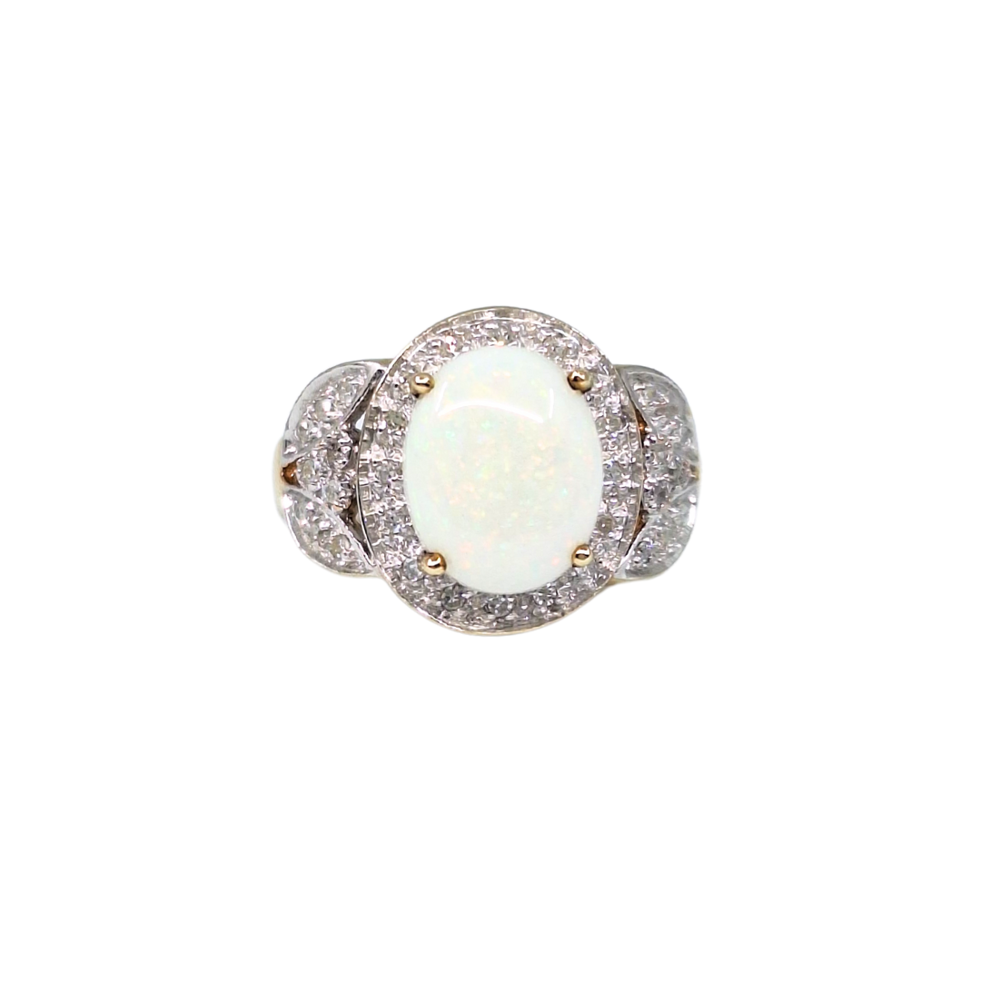 9ct Gold Opal & Diamond Cluster Ring