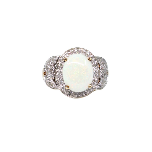 9ct Gold Opal & Diamond Cluster Ring