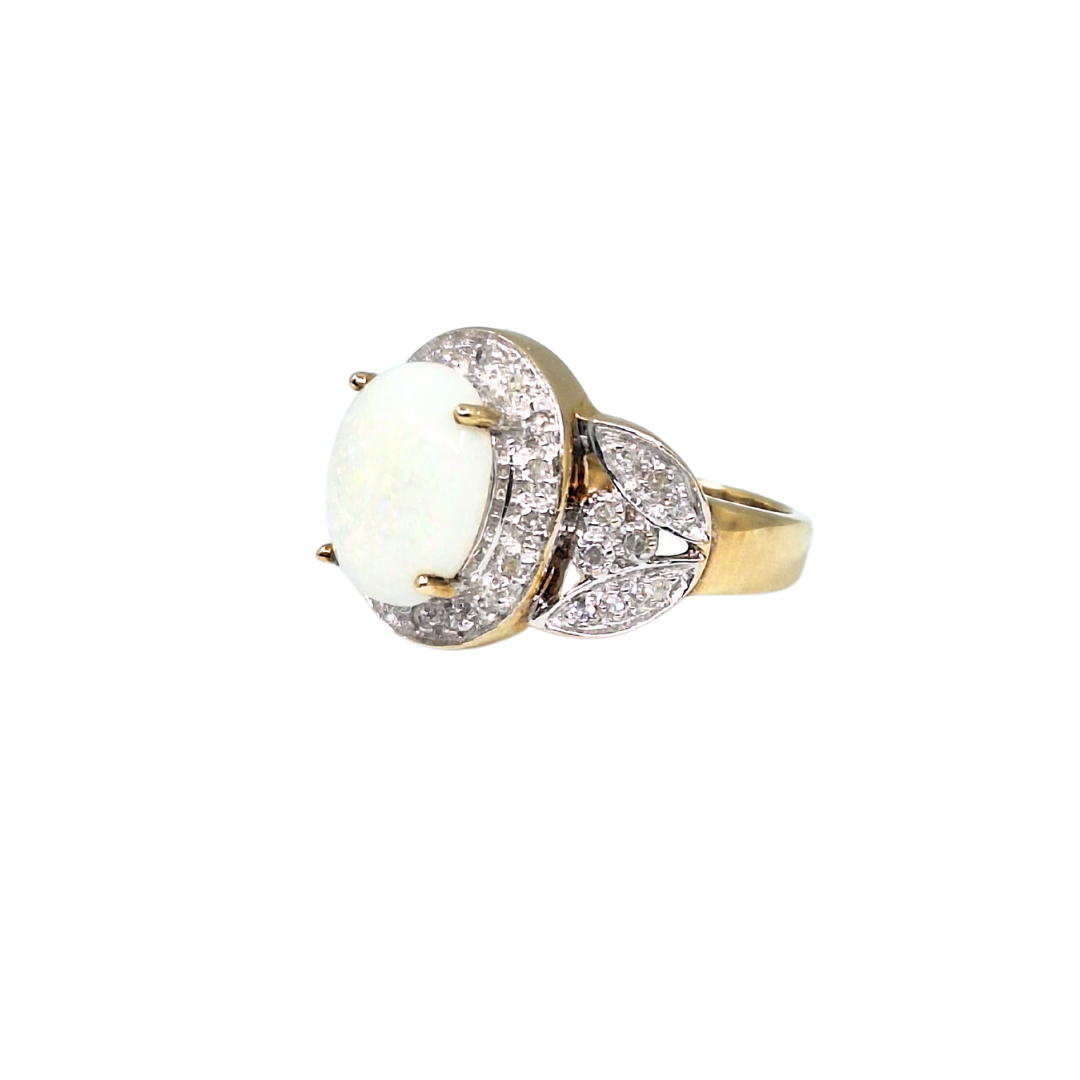 9ct Gold Opal & Diamond Cluster Ring