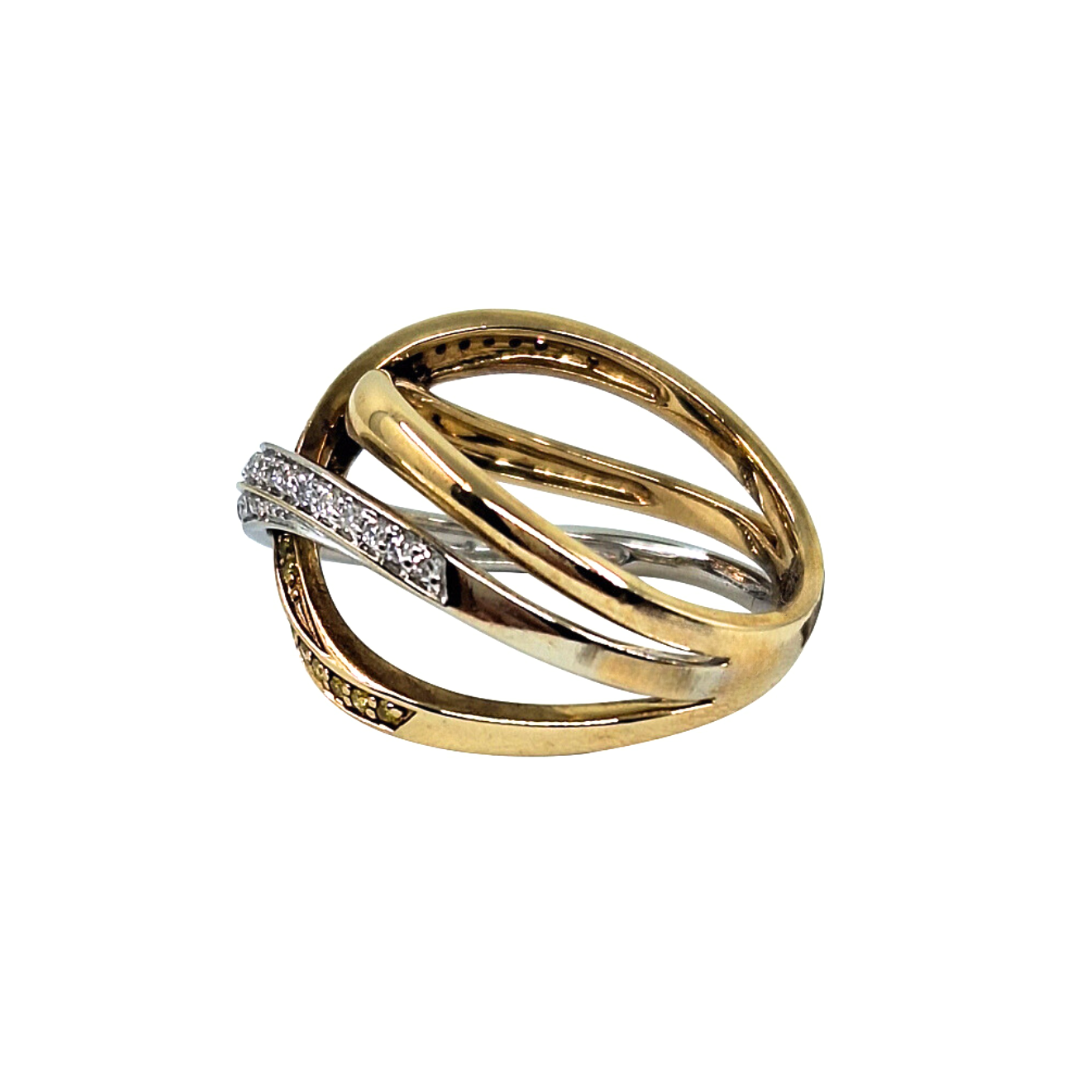 14ct Yellow Gold Diamond Twist Band Ring