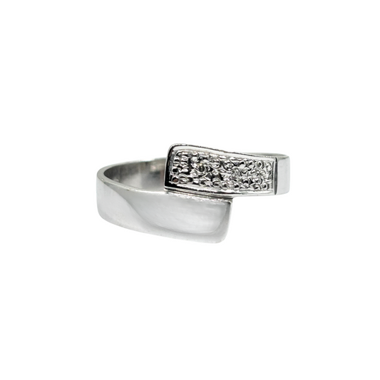 9ct White Gold Diamond Crossover Band Ring