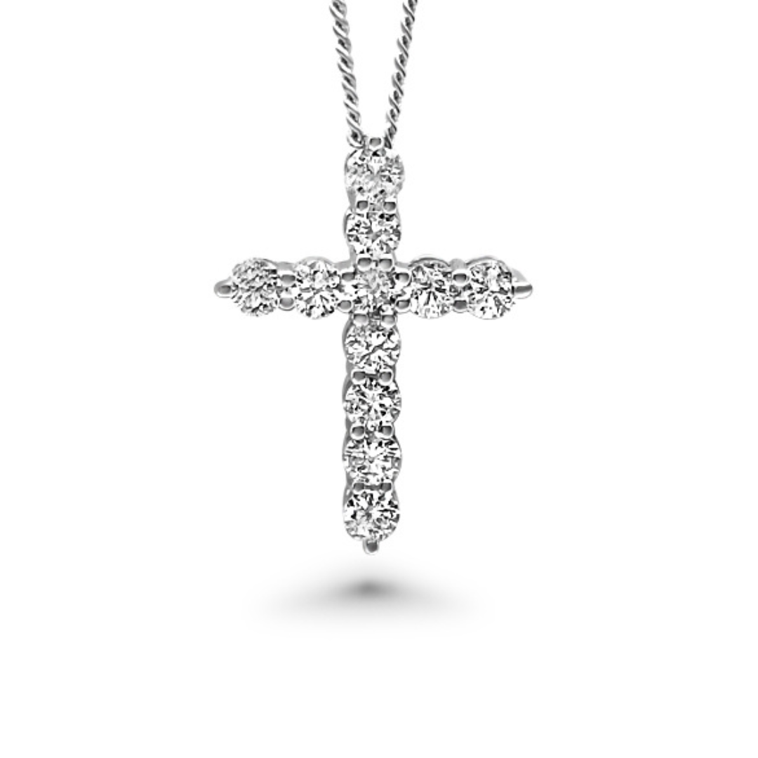 White Gold & Ethical Diamond Cross Pendant 2.50ct