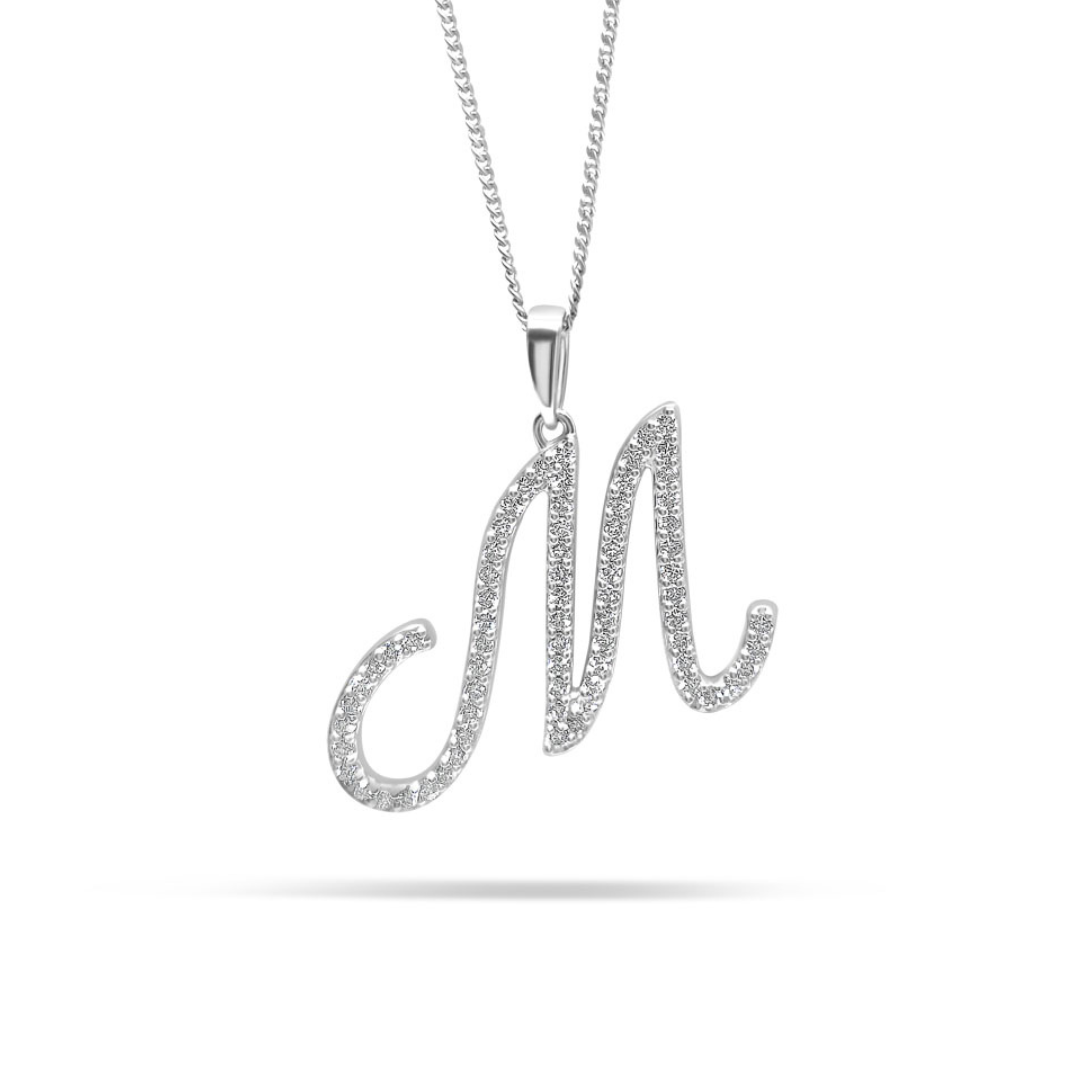 White Gold & Ethical Diamond Initial M Pendant