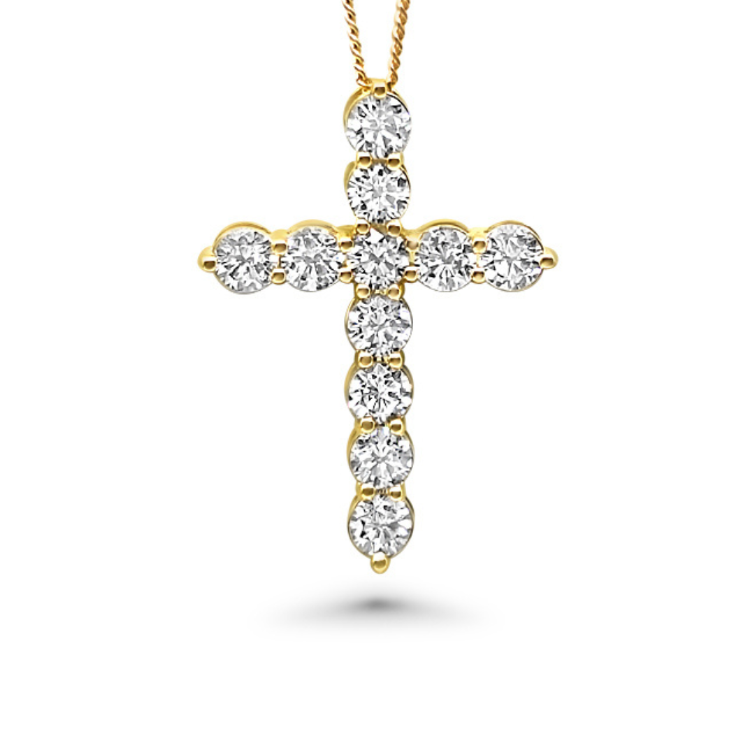 Yellow Gold & Ethical Diamond Cross Pendant 2.00ct