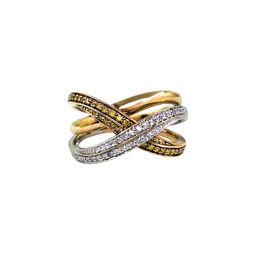 14ct Yellow Gold Diamond Twist Band Ring