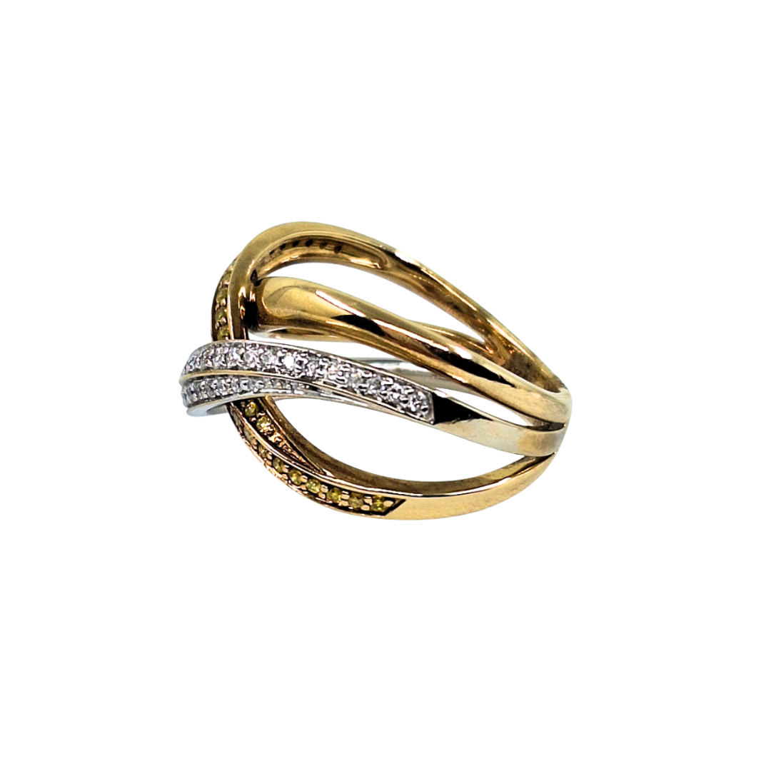 14ct Yellow Gold Diamond Twist Band Ring