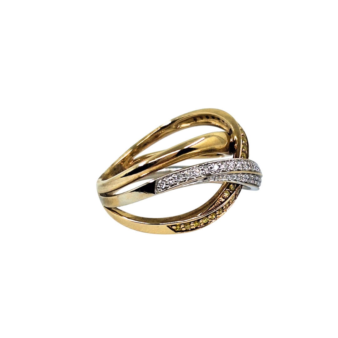 14ct Yellow Gold Diamond Twist Band Ring