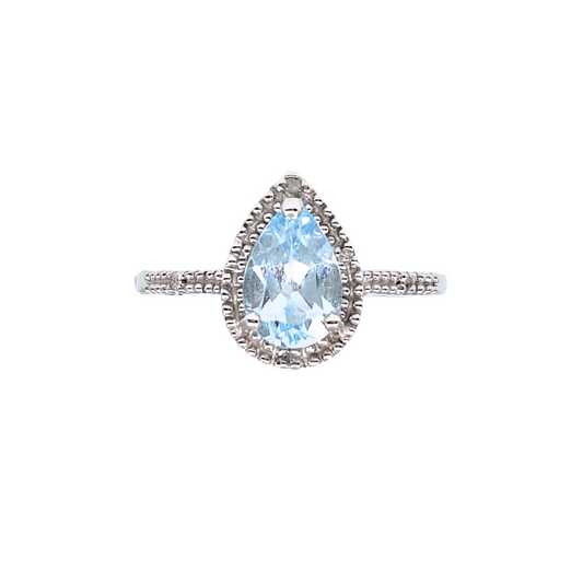 9ct White Gold Aquamarine & Diamond Ring