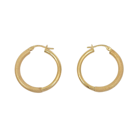 9ct Yellow Gold Half Pattern Hoops