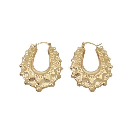 9ct Yellow Gold Spike Creole Earrings