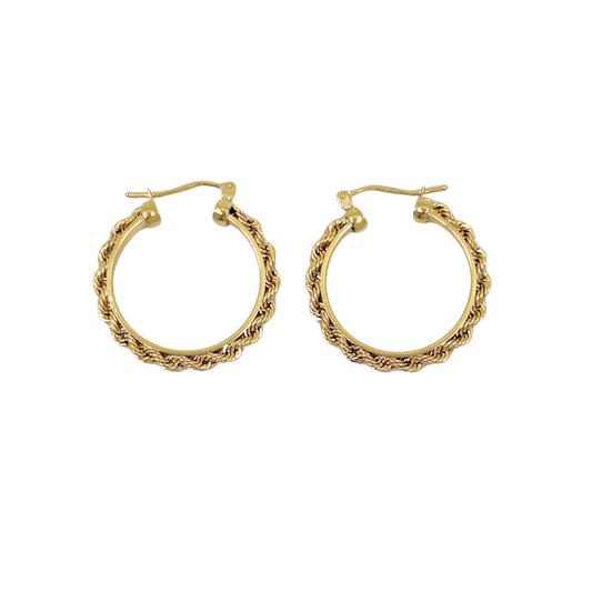 9ct Yellow Gold Rope Hoop Earrings